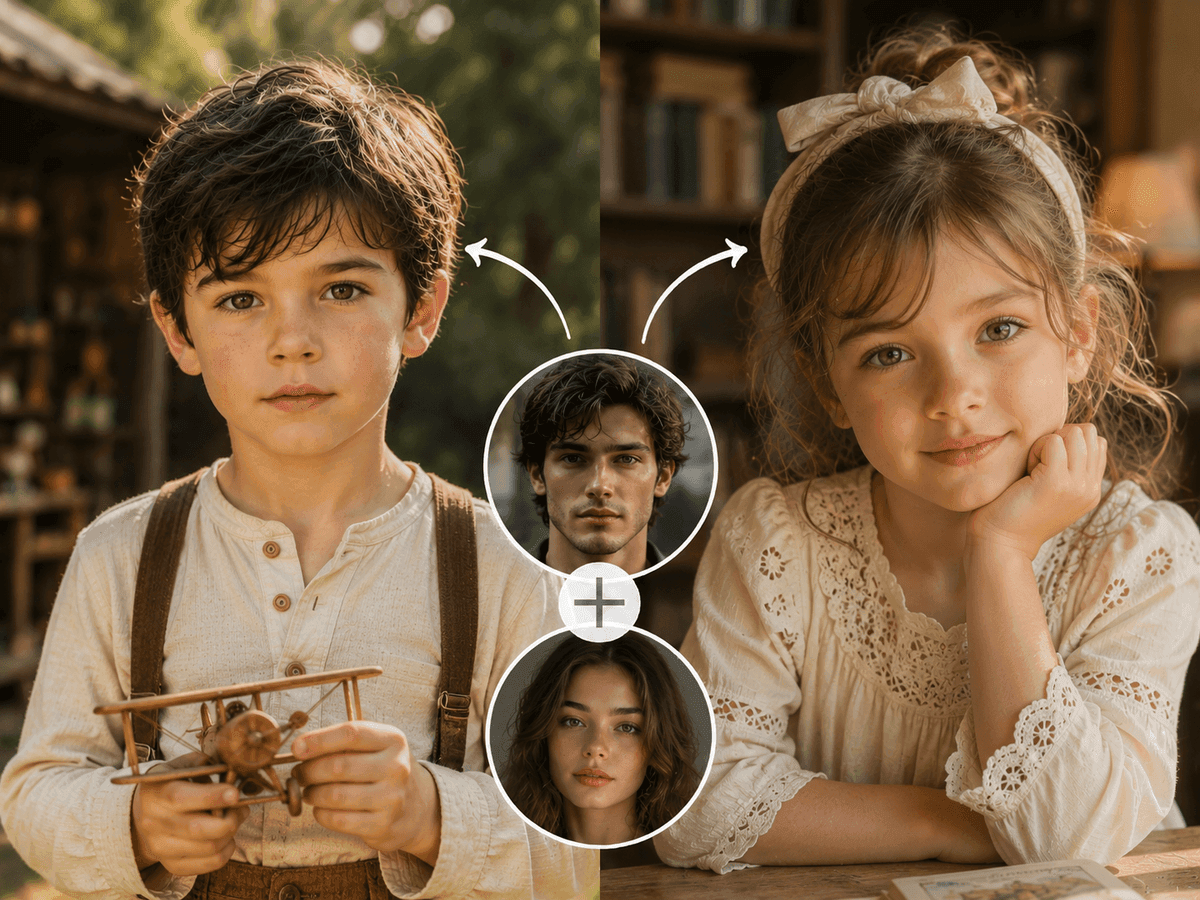 Generate AI images of two babies from two individual photos