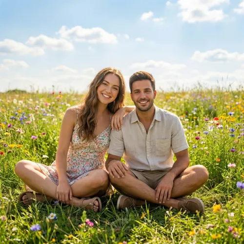 Couple Giving Flower