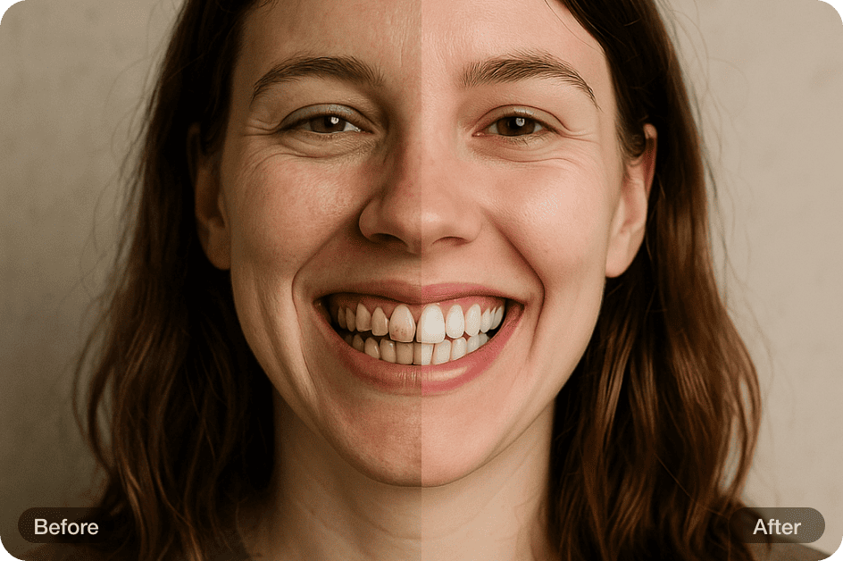 Photo retouch example — Brighter, natural smile