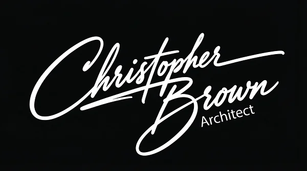 Brush Lettering signature logo example with white lettering on a dark background