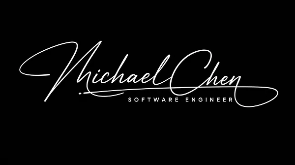 Extended Swash signature logo example with white lettering on a dark background