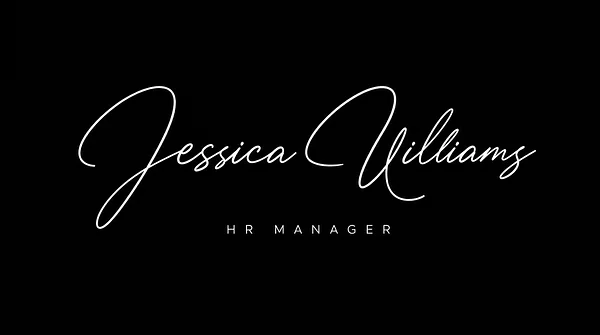 Elegant Cursive signature logo example with white lettering on a dark background