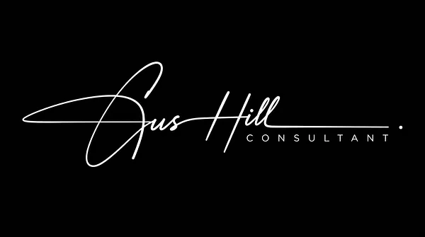 Minimal Flourish signature logo example with white lettering on a dark background