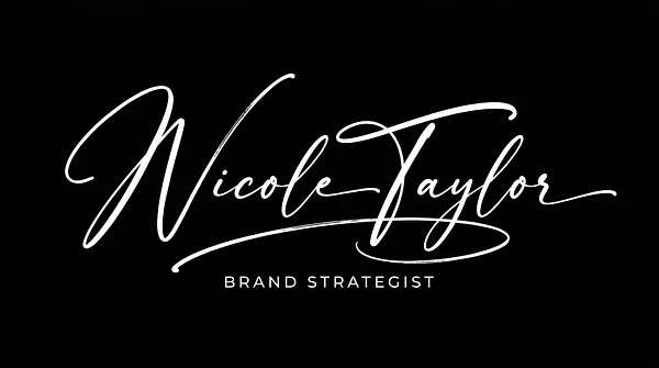 Flowing Calligraphy signature logo example with white lettering on a dark background