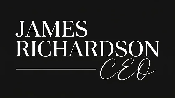 Executive Serif signature logo example with white lettering on a dark background
