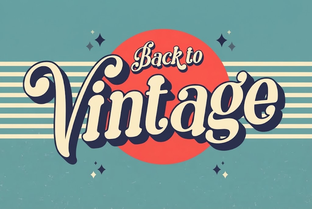 Retro striped vintage script text effect