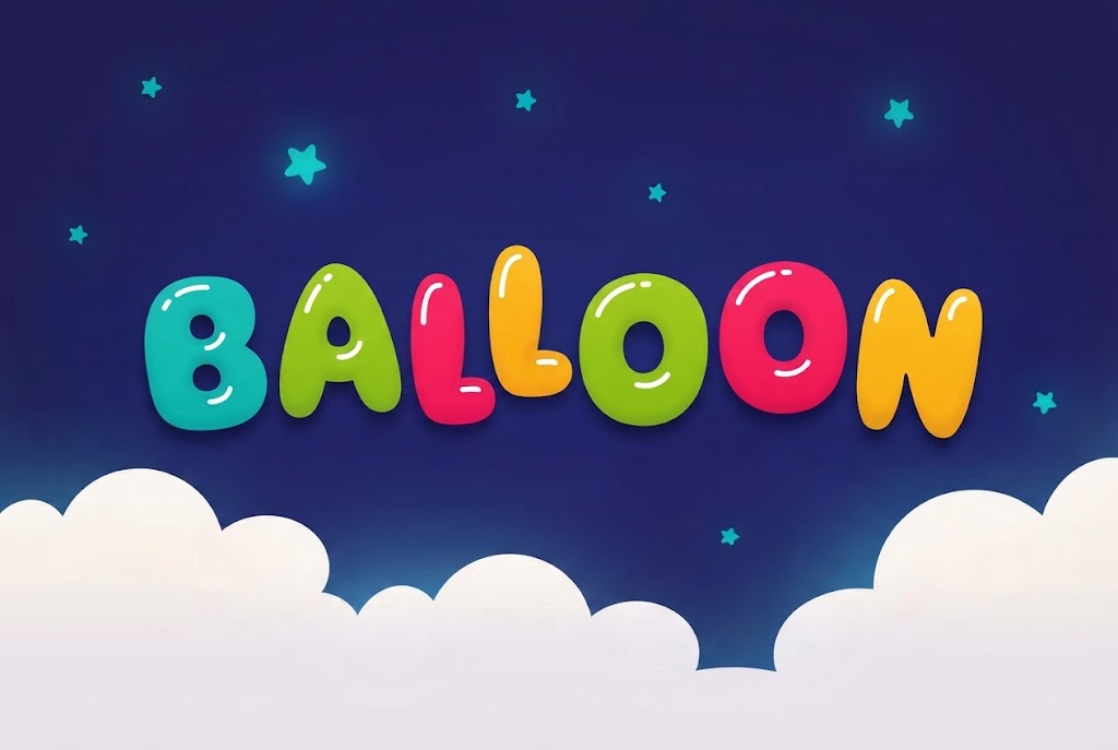 Colorful cartoon balloon text effect