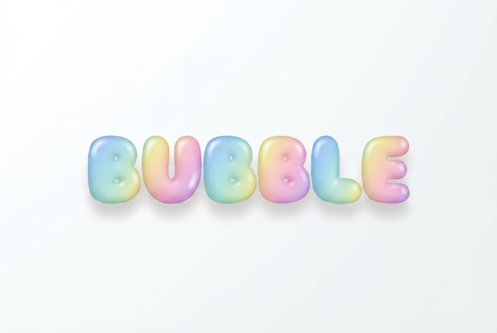 Pastel rainbow puffy 3D bubble text effect