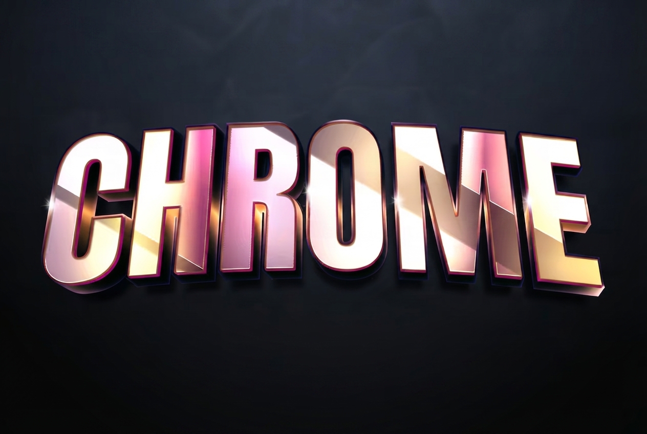 Shiny silver chrome text effect