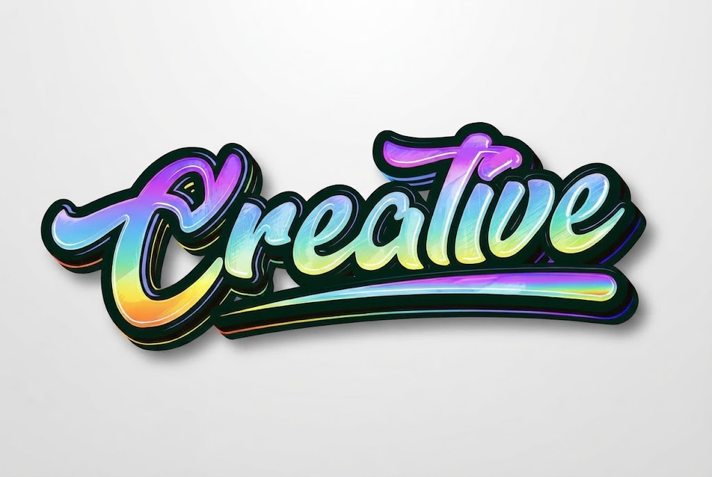Holographic gradient script text effect