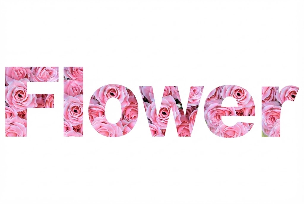 Pink roses floral text effect