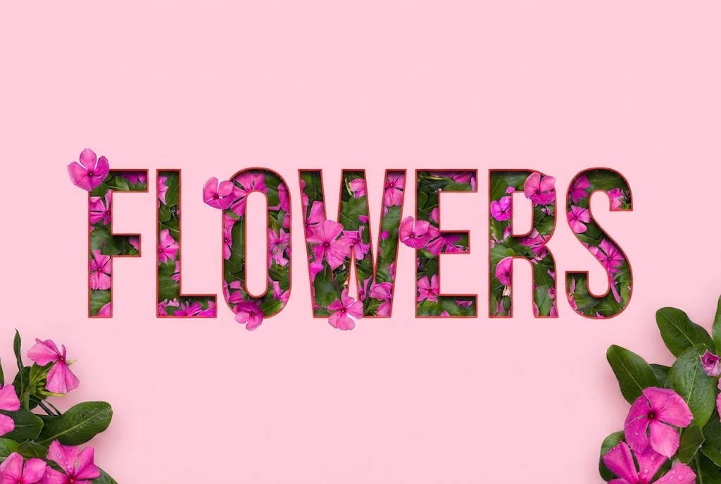 Floral photo-filled text effect