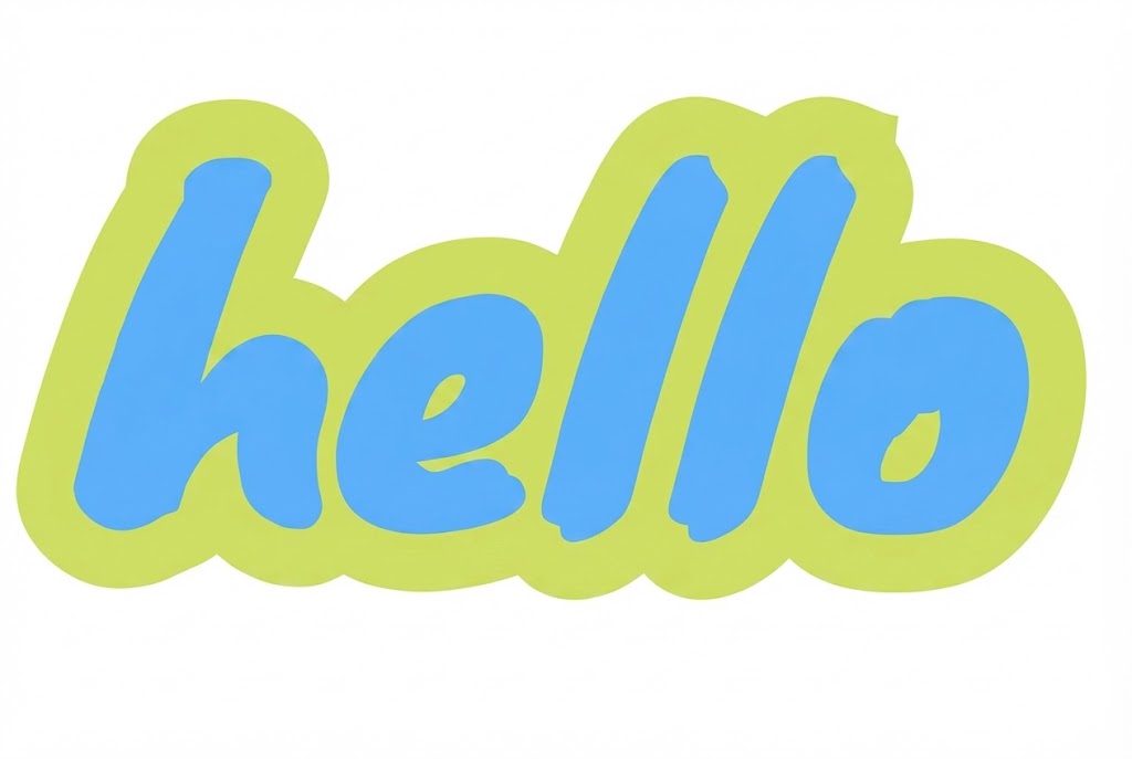 Blue and green bubble script text effect