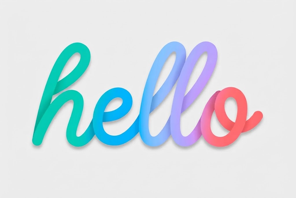Rainbow gradient 3D script text effect