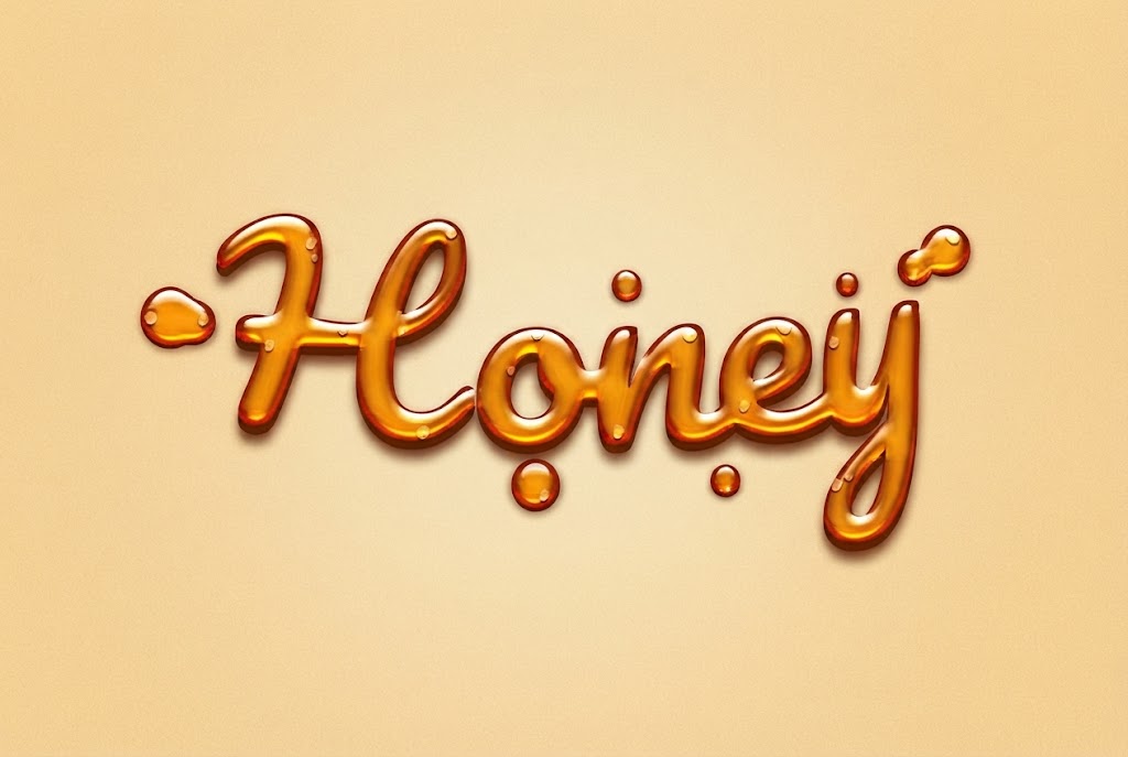Glossy honey script text effect