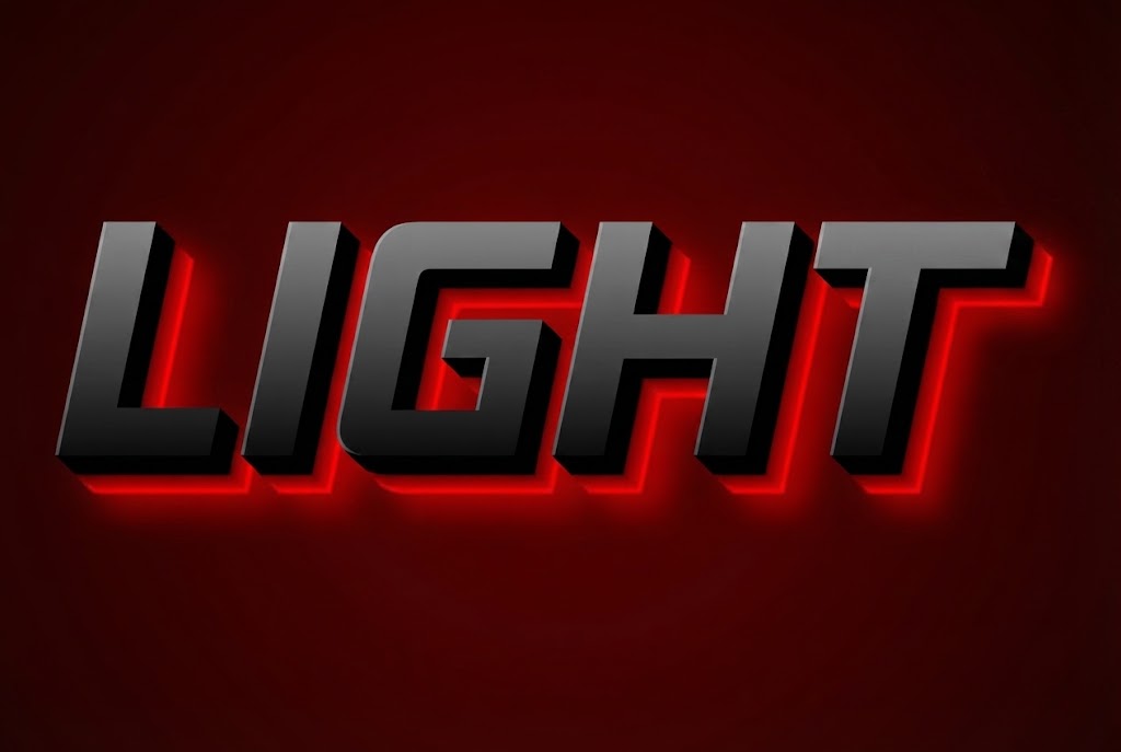 3D text with red glow light effect