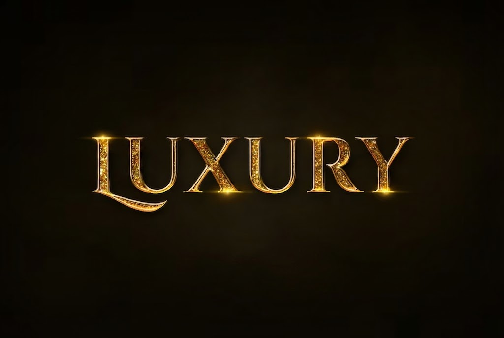 Golden 3D luxury text effect on black
