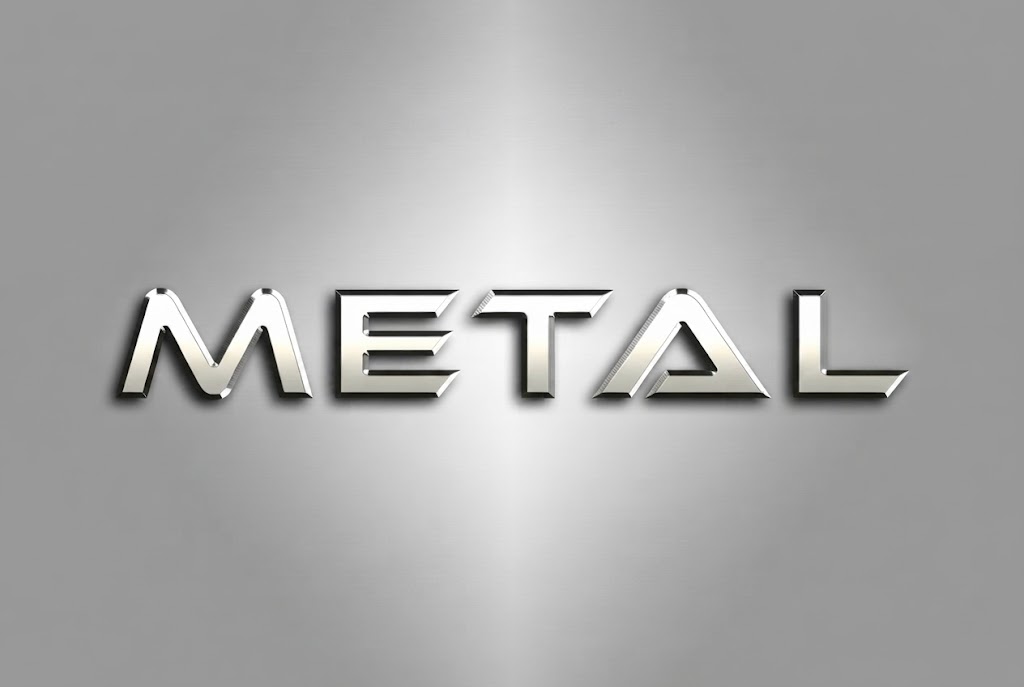 Polished chrome metal text effect
