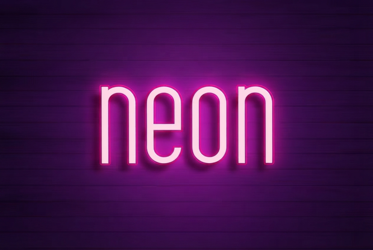 Pink neon light text effect