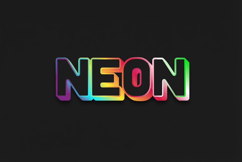 Rainbow gradient neon text effect
