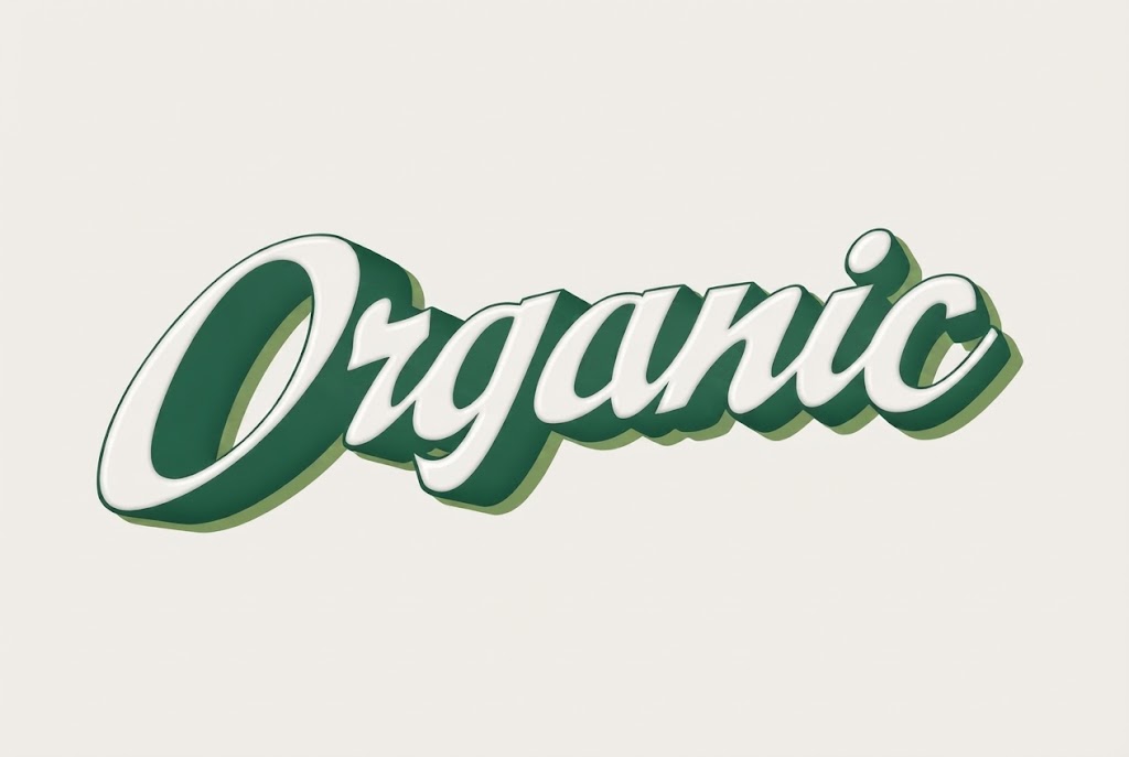 Green 3D organic script text effect
