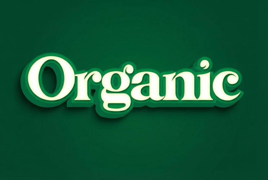 Green and cream organic 3D serif text effect