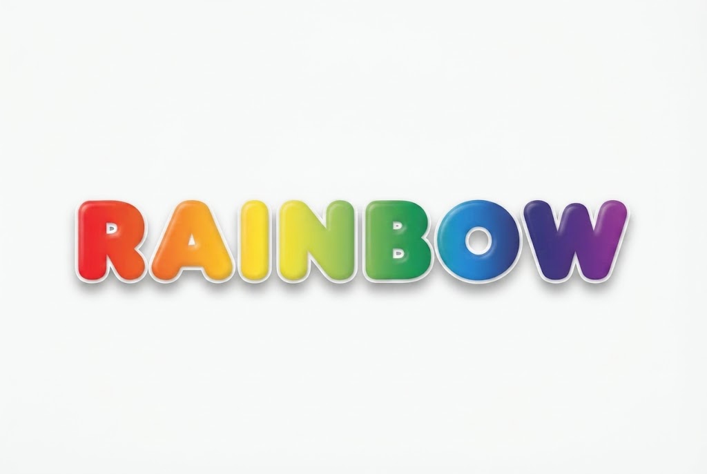 Rounded rainbow bubble text effect