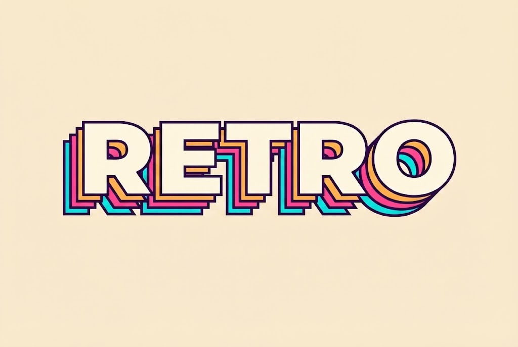 Colorful retro 90s layered text effect
