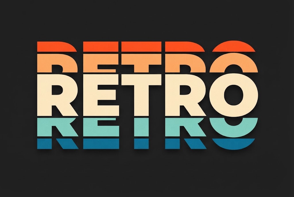 Layered retro stripe text effect