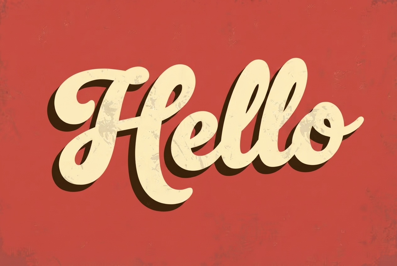 Retro cream script on red text effect