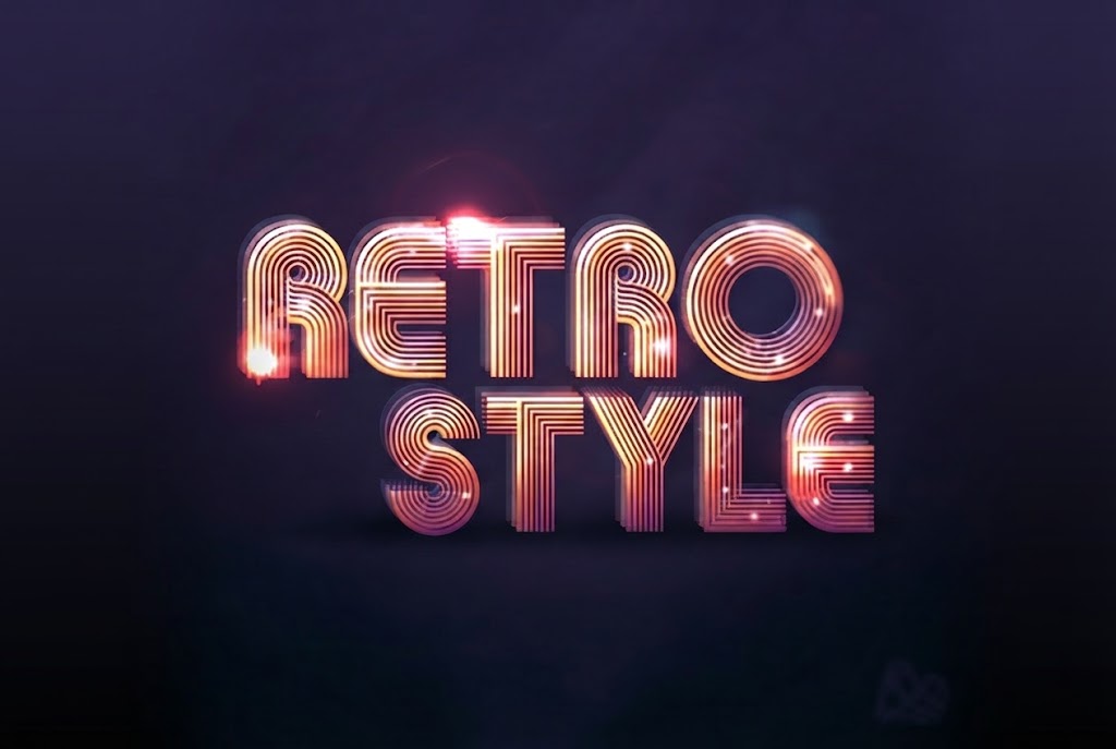 Retro neon line light text effect