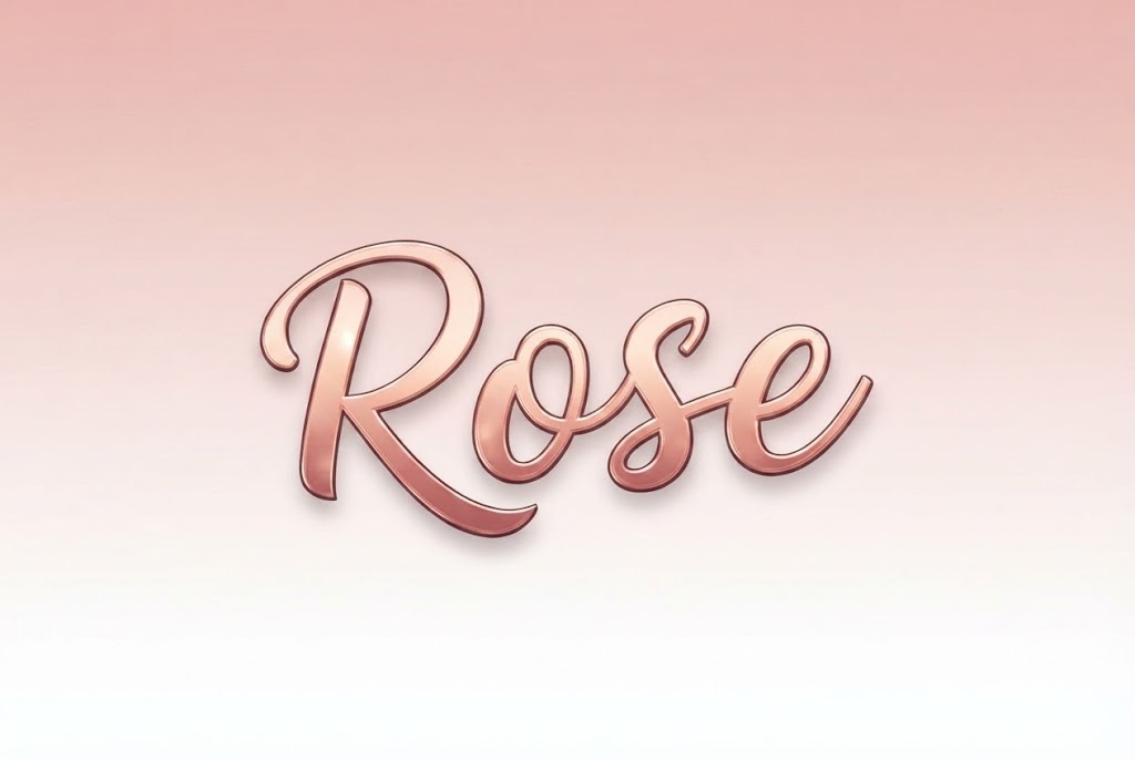 Rose gold metallic script text effect