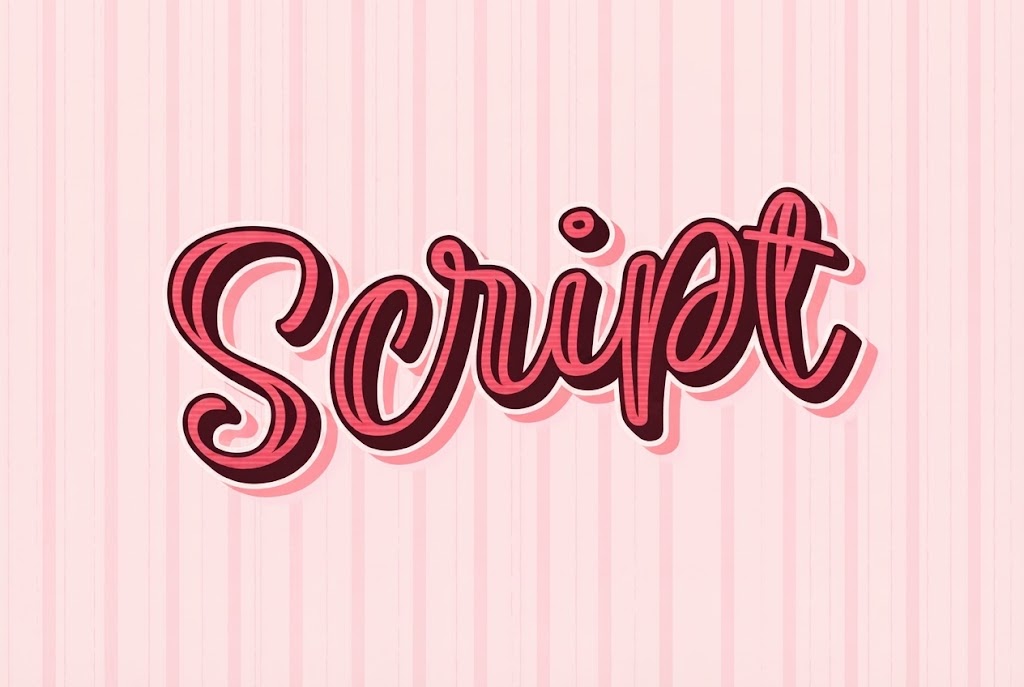 Pink 3D retro script text effect