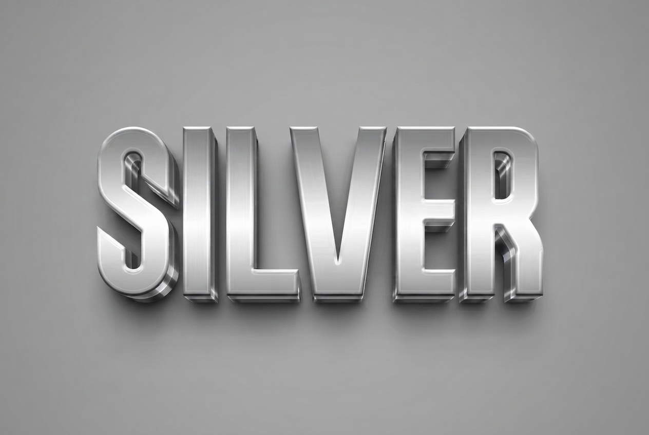 Silver 3D extruded text effect