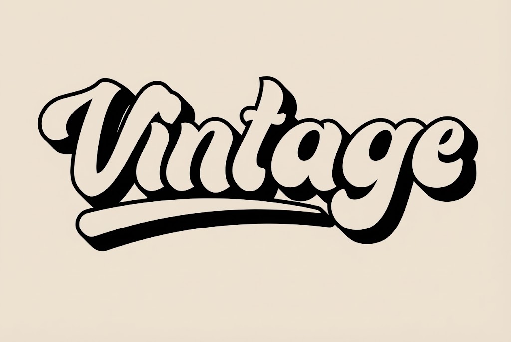 Black and white vintage script text effect
