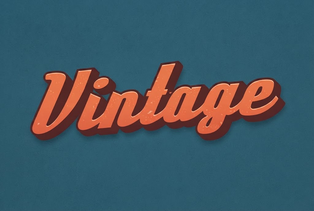 Orange retro vintage script text effect