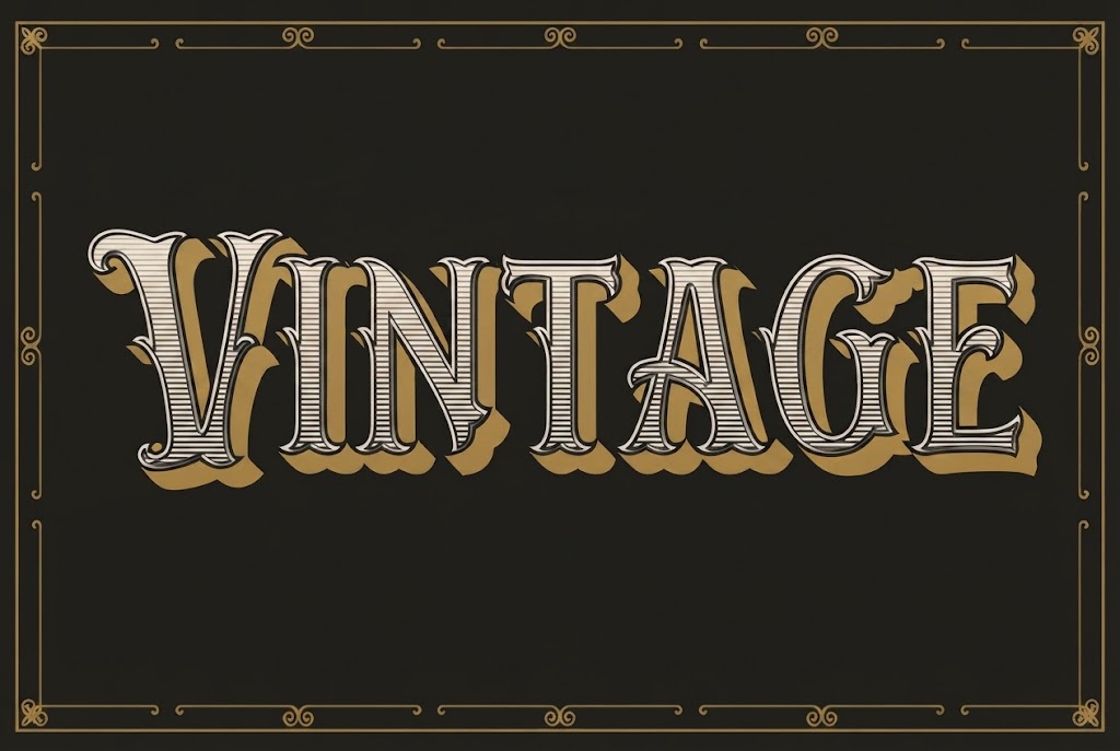 Ornate gold vintage serif text effect
