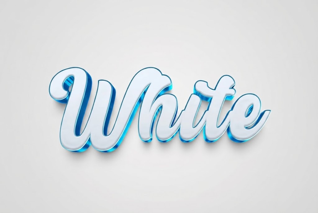 White and blue glossy 3D script text effect