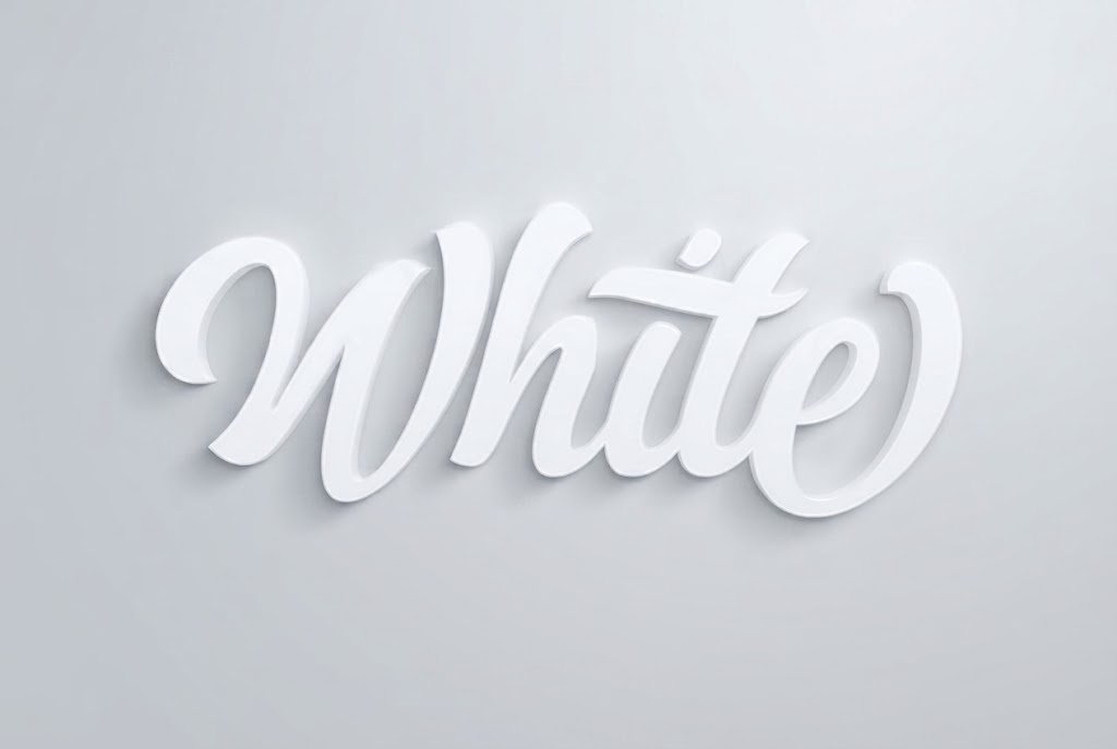 Glossy white 3D script text effect