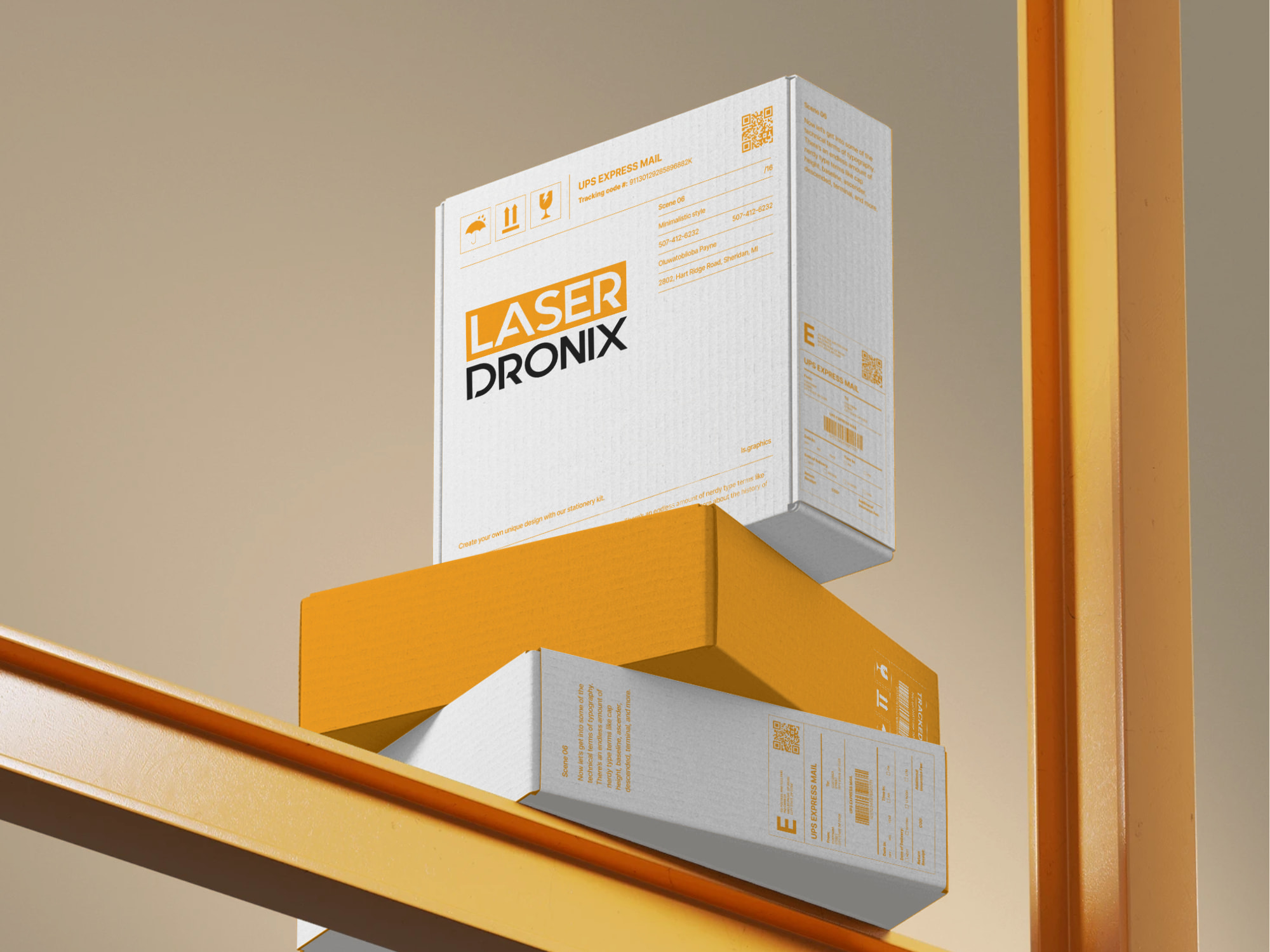 Industrial style outer packaging box logo mockup - AiDesign
