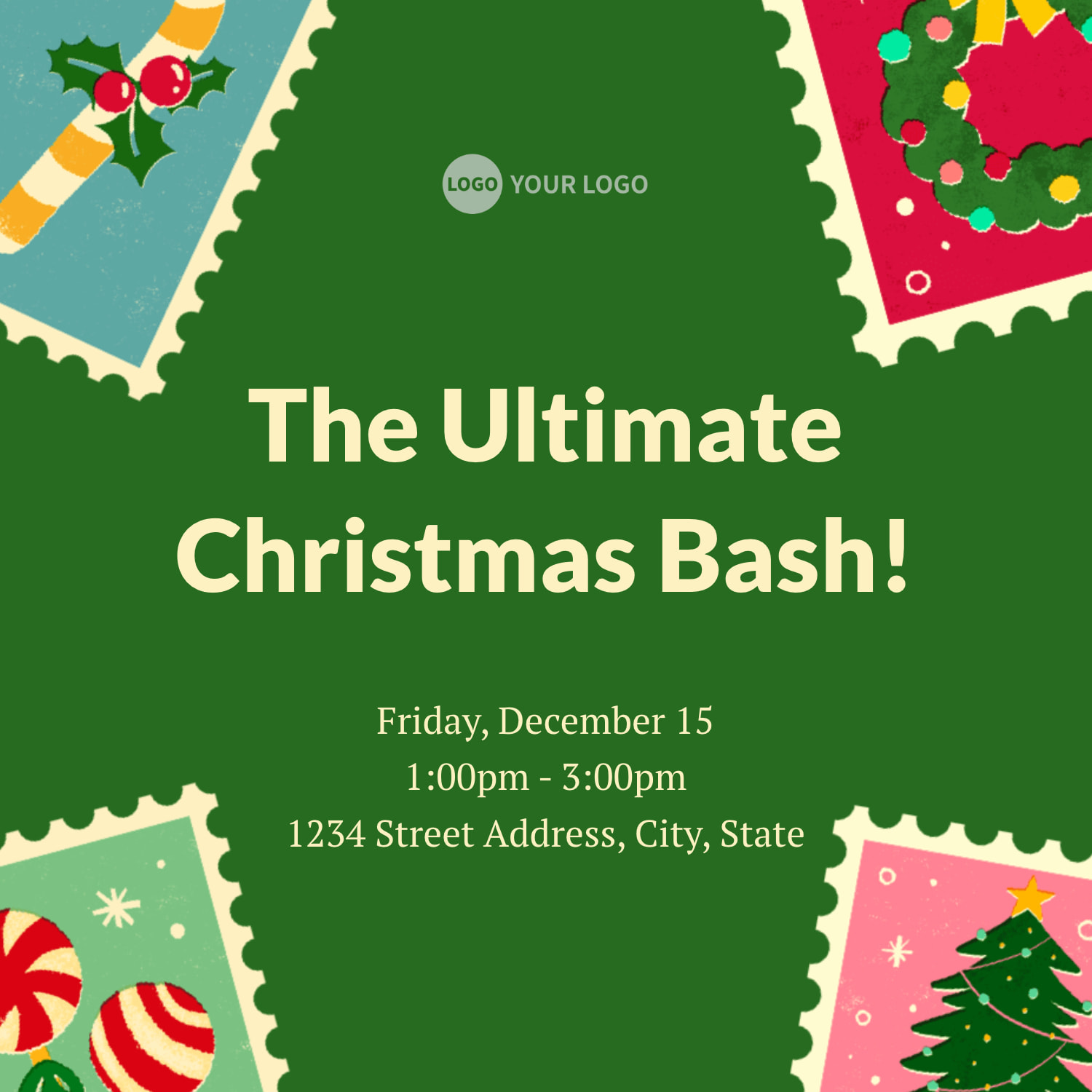 Christmas party holiday party invitation poster