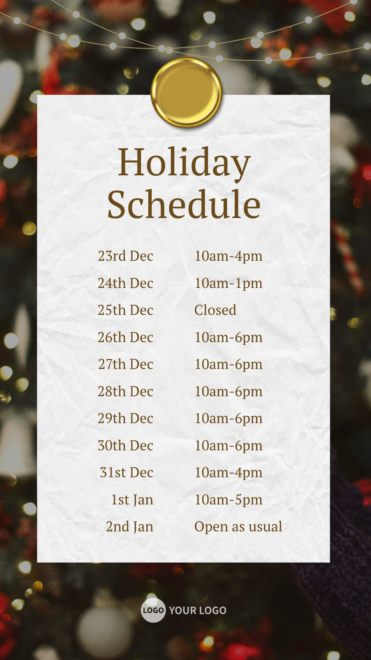 Holiday Schedule poster