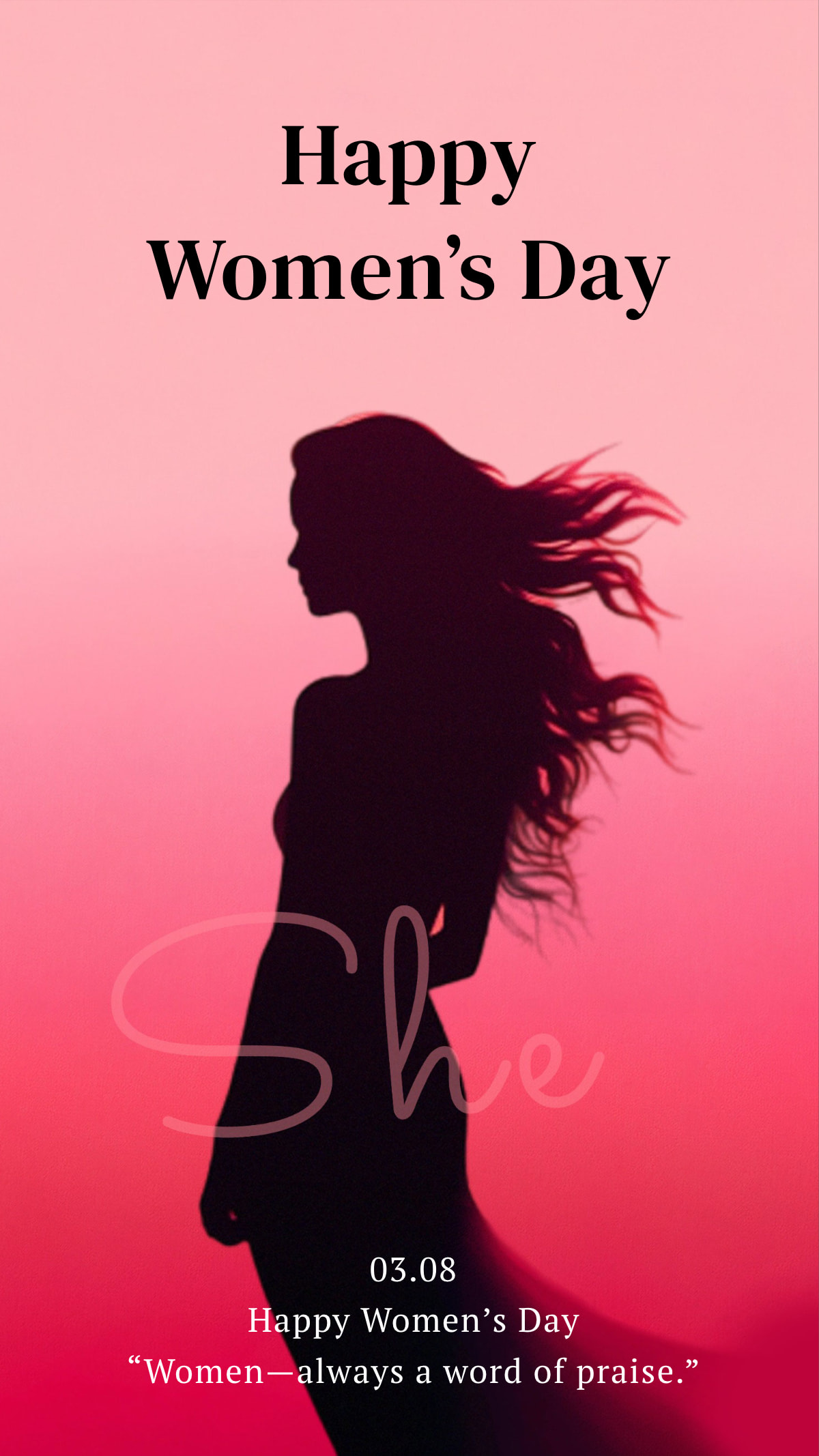 Minimalist Pink Women’s Silhouette International Women’s Day Mobile Poster