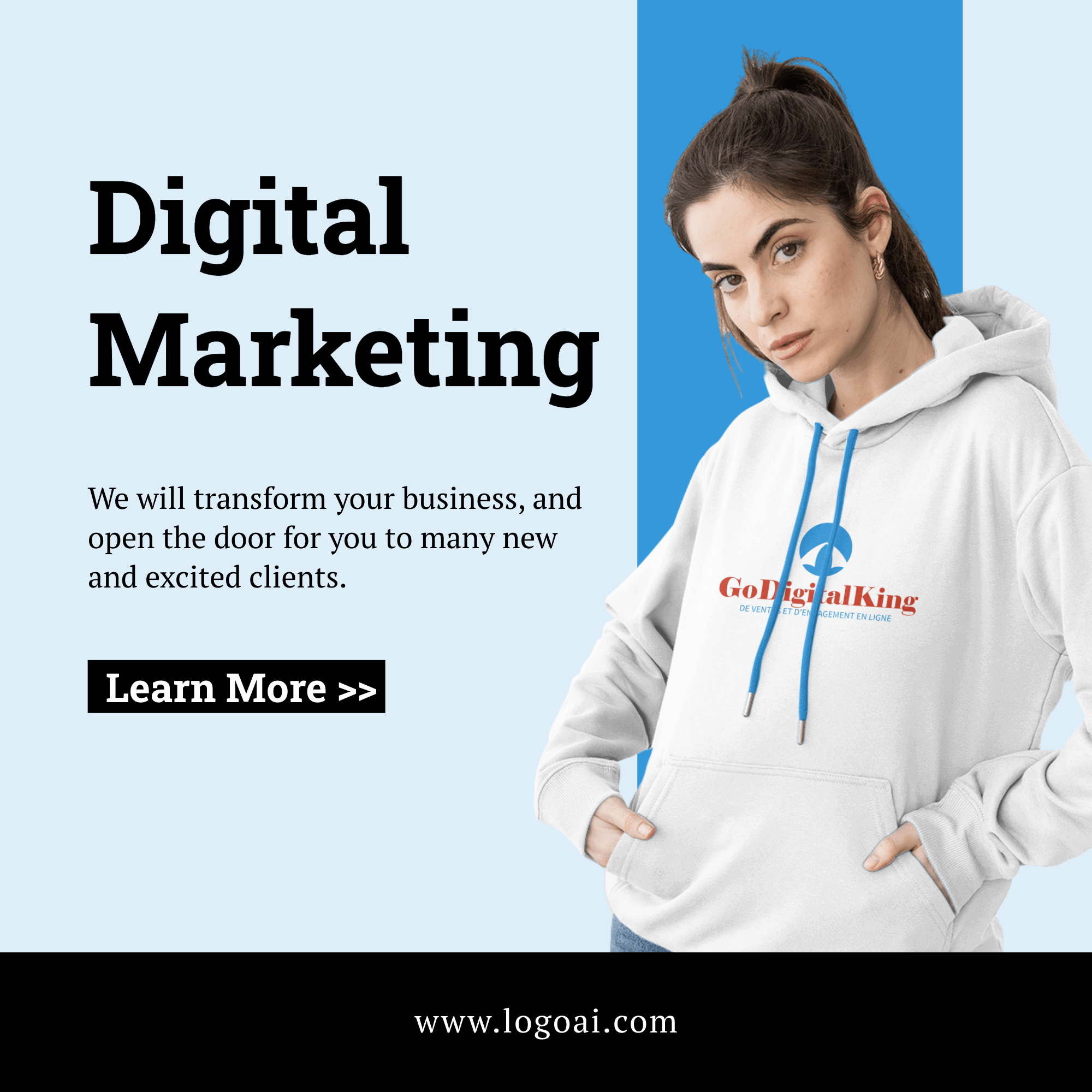 Digital marketing Female model wearing a T-shirt vi logo mockup renderings Instagram post 
