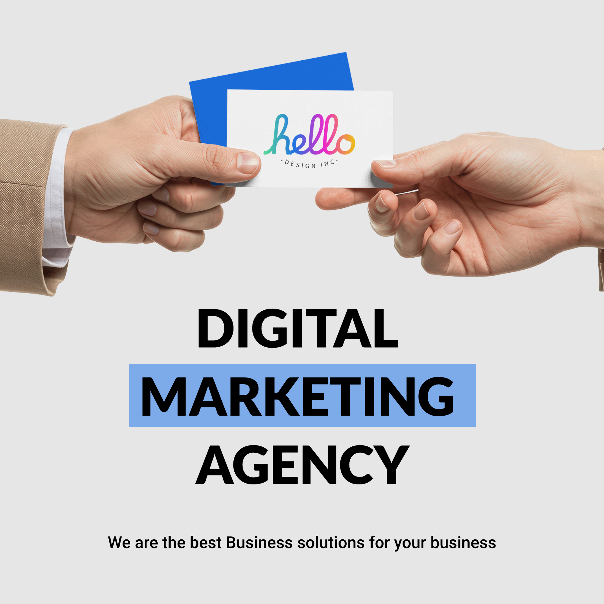 Digital marketing Hand-held business card vi logo mockup renderings Instagram post 