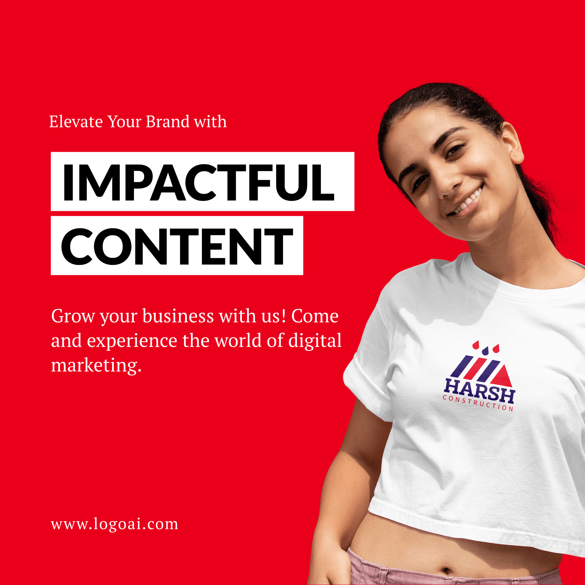 Digital marketing Female model wearing a T-shirt vi logo mockup renderings Instagram post