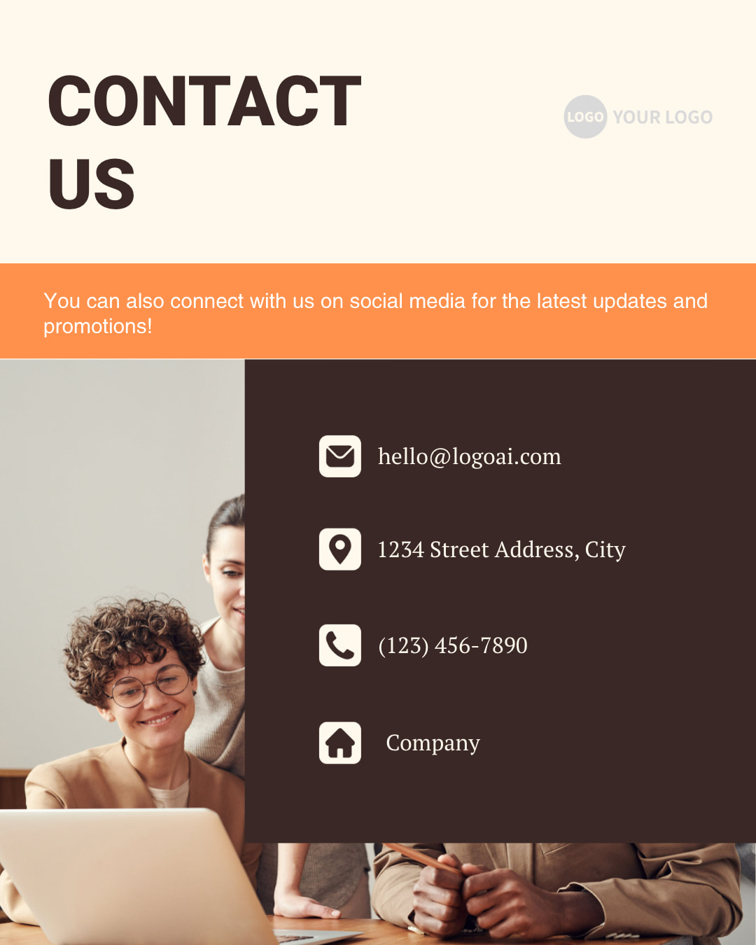 Beige Minimalist Contact Us Instagram Post Design